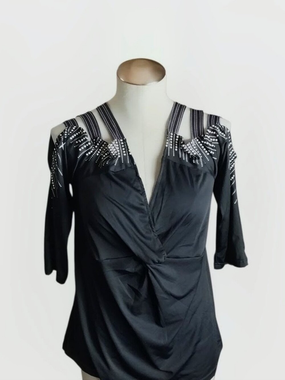 Cold-Shoulder Black & White Top
